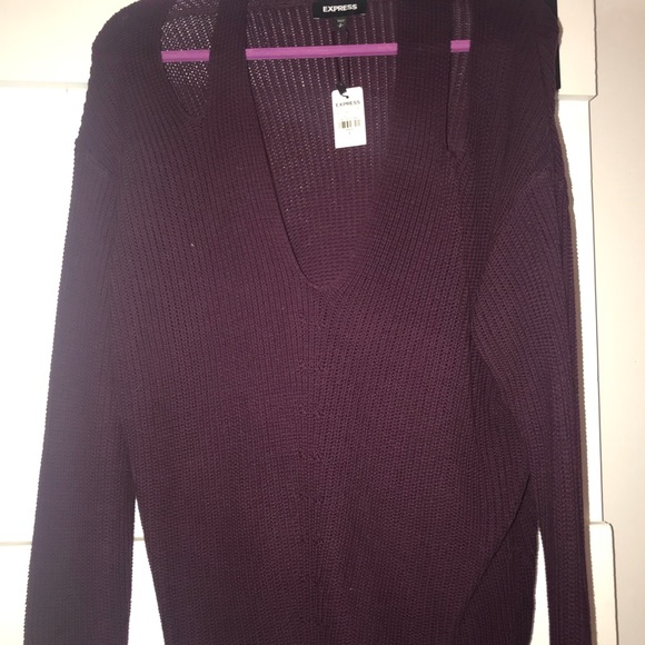 $5 add on NWT Express maroon/purple cold shoulder sweater - Picture 4 of 7